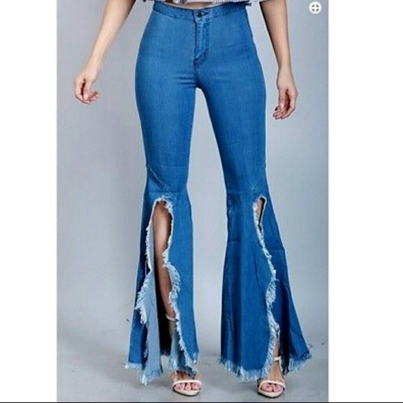 💙Distressed Slit Flare Bell Bottom Jeans💙 - Picture 2 of 2